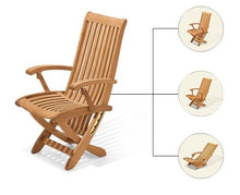 WholesaleTeak New 7 Pc Luxurious Grade-A Teak Dining Set - 60" Round Table and 6 Multi Position Folding Reclining Warwick Arm Chairs #WHDSWR2