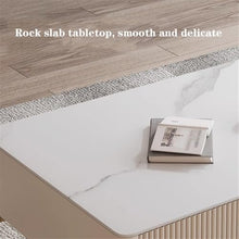 Side End Table Rectangular Coffee Table, Modern Minimalist Coffee Table with Slate Top and 4 Drawers, Living Room Center Table Sofa Table, Easy to Assemble Accent Coffee Table for Living Room Bedroom