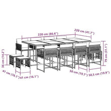 KUPTYERFG 12-Seater Garden Dining Set, Black PE Rattan Outdoor Dining Table with Acacia Wood Top, Foldable Patio Furniture for Backyard Dinner and Gathering, 86.6 x 41.7 x 28.7 in