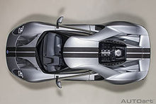 AUTOart 2017 Ford GT Ingot Silver Metallic Model Car 1/12 Black Stripes