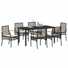 YNGBHFNOP Modern 7-Piece Garden Dining Set, Black Poly Rattan Outdoor Patio Furniture Set with Table and 6 Chairs, All-Weather Wicker for Terrace, Backyard, Poolside Dining and Entertaining