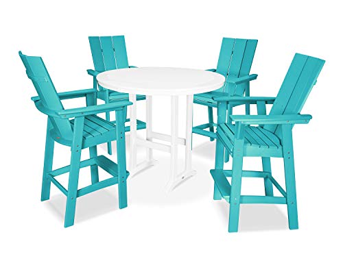 POLYWOOD® Modern Adirondack Bar Set, Aruba/White