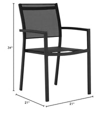 Afuera Living Aluminum Frame Patio Dining Chairs, 34" H x 21" W x 21" D, Black Finish, Set of 6, Stackable Modern Outdoor Seating, Rust-Resistant Durable Design for Patio or Garden Use