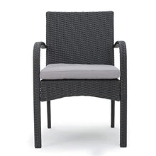 Christopher Knight Home Elmar Outdoor 9 Piece Wood and Wicker Dining Set Sandblasted Dark Gray + Gray