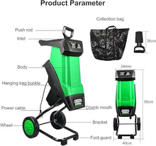 Electric Garden Shredder & Wood Chipper with 50L Collection Bag – Powerful Leaf Mulcher, 40mm Cutting Capacity,Overload Protection for Lawn and Garden Use