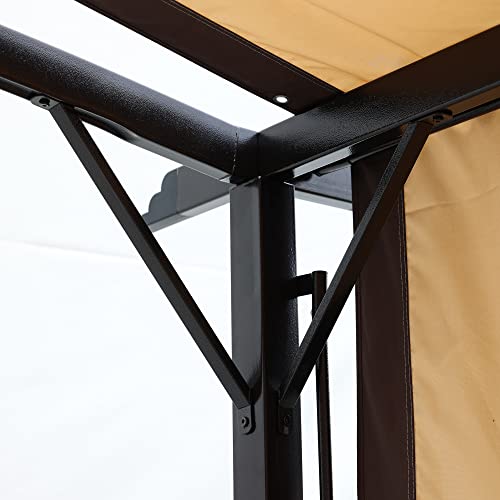 ANTSKU 12' x 9' Outdoor Pergola with Retractable Canopy Black Beige