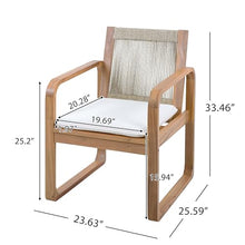 Christopher Knight Home Lebat Acacia Wood Outdoor Dining Chairs Set of 4, Wooden Patio Dining Chair with Water Repellent Cushion, Outdoor Kitchen Side Chair with Woven Rope Backrest, Light Teak+Beige