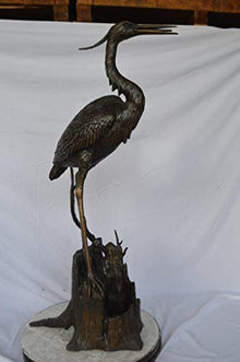 Nifao Great Blue Heron, Tall Medium Bronze Fountain, 22" L x 21" W x 49" H