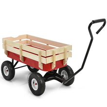 Outdoor Garden Cart Heavy Duty Utility Wagon Garden Dump Cart with Removable Wooden Side for Lawn Camping