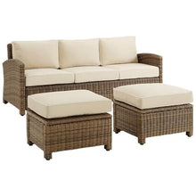 Afuera Living Modern 3-Piece Outdoor Sofa Set, Steel Frame with Handwoven All-Weather Wicker, Sand/Brown Finish, Moisture-Proof Cushions, Removable Covers, Patio Furniture for Backyard or Garden
