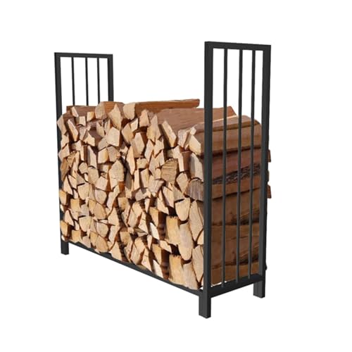 Heavy Duty 8FT Firewood Rack Outdoor Metal Log Storage Holder, Large Capacity Fireplace Wood Rack for Patio, Backyard, and Fire Pit(L126*W35*H116CM)