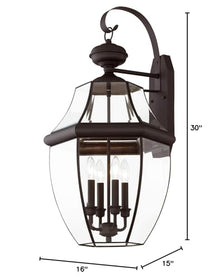 Livex Outdoor Wall Lantern with Clear Beveled Glass Shades Bronze