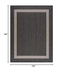 CAMILSON Outdoor Rug 10x14, Large Modern Outside Rugs for Patios Porches Waterproof Durable Washable Non-Shedding, Easy-to-Clean Indoor Outdoor Area Carpet (10 x 14, Bordered - Dark Gray/Light Gray)