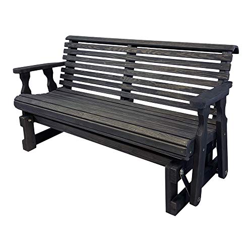 Amish Heavy Duty 800 Lb Roll Back Pressure Treated Porch Glider (4 Foot, Semi Solid Black Stain)