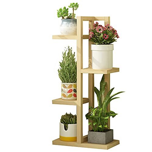 WZWTYSM flower standWooden Plant Holder Flower Pot Holder Container Shelf Plant Accessories Indoor Outdoor Balcony Garden Decoration Plants Flower Shelf Beige87CM