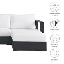 Modway Tahoe Modular Aluminum 2-Piece Outdoor Patio Furniture Gray White, Right-Facing Sectional Sofa Set with Weather-Resistant Cushions, Ideal for Deck, Backyard, Poolside