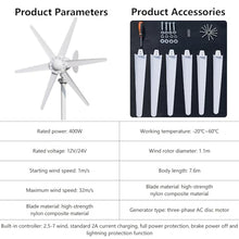 LADECNERHT Professional Wind Turbines, 6 Blade Professional Wind Turbines Small Windmill Generator 800W Industrial, Solar and Wind Power Parts and Accessories,24V