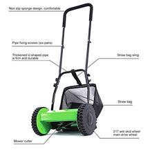 JOMRTS 12-Inch Push Reel Lawn Mower, Home Yard Weeder with Grass Collector, Green