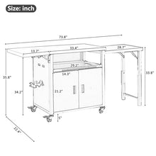 Foldable Outdoor Prep Station, BBQ Cart with Stainless Steel Top, Kitchen Island Grill Cart with Trash Rack for Backyard, Patio, Black 73.8"x22.4"x35.8"