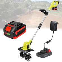 Garden Tiller Electric Rotavator Cordless Soil Cultivator 2×4000mah Battery and Charger, Tilling Width 25cm, Working Depth 22cm, for Gardens, Vegetable Patches