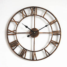 TBLOTYD Wall Clock, Wall Clock Decor Roman Numeral Metal Wall Clocks Iron Round Art Outdoor Garden Clock Home Decoration for Living Room Art Ornament