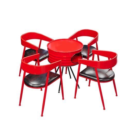 JOSOGO Retro Industrial Bistro Table and Chair Set, Height-Adjustable Round, Metal Frame Chairs for Small Patio Balcony Kitchen Nook(F)
