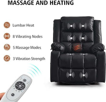 Comfort Oversized Recliner Chair with Massage and Heat, 270° Swivel Rocker Reclining Chair with Cup Holders and Side Pockets, Living Room Single Lounge Glider Sofa for Adults
