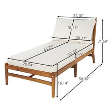 Christopher Knight Home Joan Acacia Wood Chaise Lounge Chair Outdoor With Water Resistant Cushion, Outdoor Recliner Chair With Hand-Woven Backrest, Pool Lounger For Patio Poolside Backyard, Teak+Cream