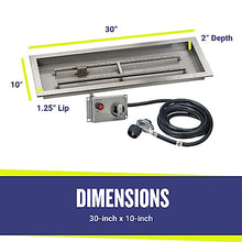 American Fire Products | 30" x 10" Rectangular Drop-in Fire Pit Pan with Electric Ignition System Kit, CSA | Stainless Steel, Use in Outdoor Fire Pit | for Natural Gas or Propane Fires