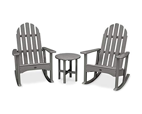 TREX Outdoor Furniture Cape Cod 3-Piece Adirondack Rocking Chair Set with Side Table Stepping Stone