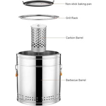 Smoker Smokeless Barbecue Hanging Grill With 30 Skewers Stainless Steel Charcoal BBQ Stove Charcoal Braised Grill Barrel Large Capacity Portable 360° All Round Roasting Oven
