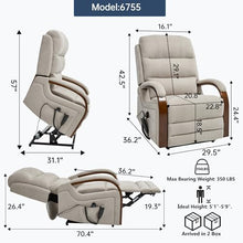 WEALTHOUSE Dual Motor Power Lift Recliner Chair for Elderly, Massage Heat Electric Lounge Seat with Remote Control, Independent Backrest Footrest, Wood Armrests, Side Pockets (Beige,Chenille)