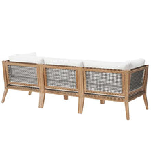 Modway Clearwater Outdoor Patio Teak Wood Sofa in Gray White