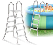 errzom Safety Anti-Slip Pool Ladder, 4-Step Dual Handrail Above Ground Pool Stairs, 304 Stainless Steel, Non-Slip Ladder for Above Ground Pool, 550lb Load,53in