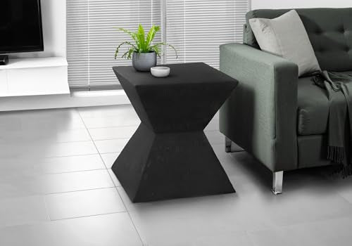 Seeheool Modern Outdoor Side Table with Magnesium Oxide for Patio Backyard Garden Pool Porch Lawn 22.25" x 22.25" x 24.75" Black