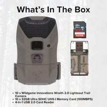 Wildgame Innovations Wraith 2.0 Lightsout Trail Camera Bundle with 40 Infrared LEDs, 32GB Memory Cards & USB Card Reader (10-Pack)