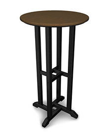 Poly-Wood Contempo 24-Inch Round Bar Height Table, Black Frame, Teak