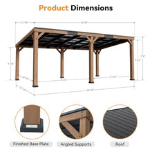 Modern Shade Wood Grill Gazebo 12' x 20' with Sloped Galvanized Steel Roof