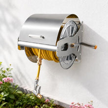 Garden Hose Reel with 10, 20, 30 or 40 m Hose Options, 304 Stainless Steel Frame, Wall or Floor Mount, Smooth Hand Crank, Brass Connectors and Multi-Pattern Nozzle 40m
