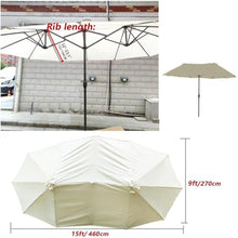 MXJCKSOQ Large 15x9ft Rectangular Patio Umbrella Replacement Canopy Double-Sided 12 Ribs UV-Resistant Fade-Resistant Outdoor Shade Dark Gray Parasol Cover,Coffee