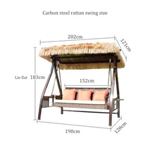 2/3-Seat Outdoor Patio Swing Chair,Lounge Chair for Porch with Adjustable Tilt Canopy,Hand-Woven Wicker,Cushions and Pillow Included,Bearing Weight 450kg,for Garden(Large)