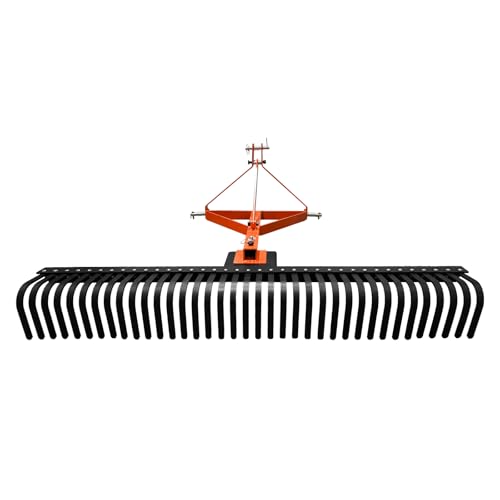 Hosslly 6 FT Landscape Rake,3 Point Rock Rake for Tractors for CAT1 CAT2