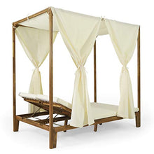Christopher Knight Home Outdoor Chaise Lounge Teak and Cream