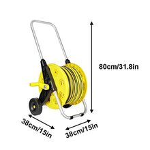 Garden Hose Reel Cart with Wheels and Hose, Garden Hose Cart witn Quick Connectors and Adjustable Nozzle (With 30m Hose)