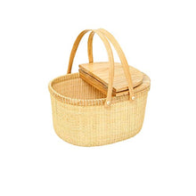 Storage Basket,Rattan Hand-Woven Garden Picnic Large Shopping Lid