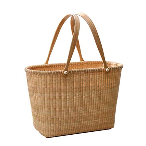 GAAHRQQQ Rattan Storage Basket Outdoor Picnic Basket Supermarket Shopping Basket Portable Shopping Basket