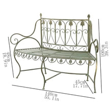 GRFIT Outdoor Bench Garden Bench Vintage Green with Backrest, Double Iron Seating for Outdoor Balcony, for Porch, Patio, Park, Chairs Garden Bench