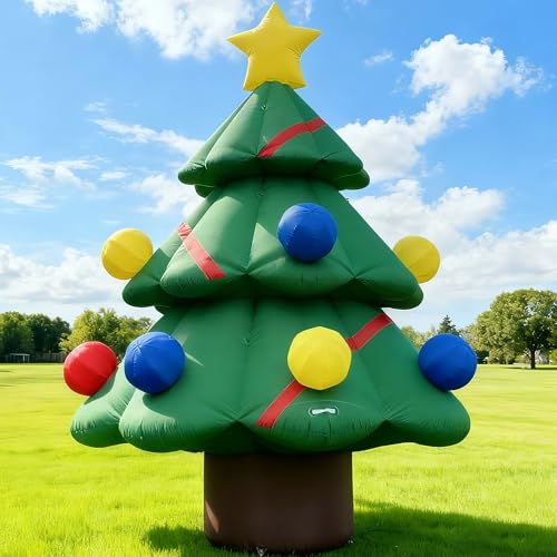 Wellcomer 20Ft Giant Christmas Inflatable Tree with Powerful Blower, Blow Up Holiday Decoration for Outdoor Yard Lawn Christmas Party (Without LED Lights)