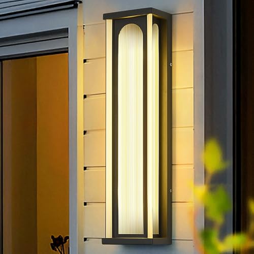 PeiyuLight Classic Black Outdoor Wall Lamp - Waterproof Stainless Steel LED Sconce Light for Garden, Porch, and Patio(Warm Light,80CM)