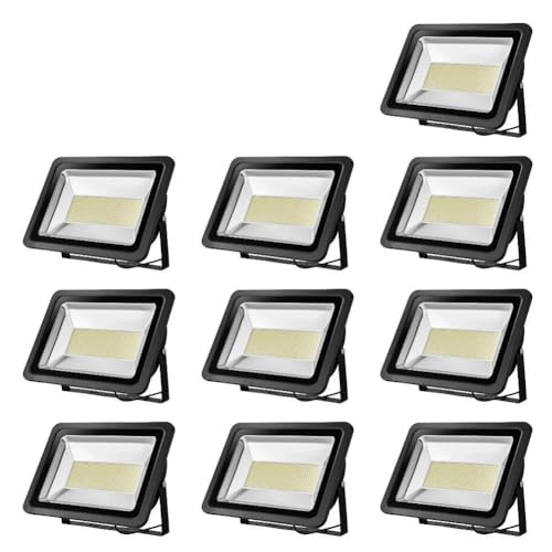 10 Pack 300W LED Flood Light, Viugreum Waterproof IP65 Outdoor Work Lights, 110V 24000LM Warm White(3000K), Super Bright Security Floodlights, Wall Lights for Garage, Garden, Yard